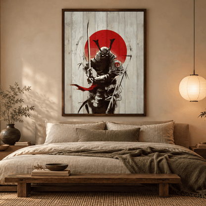 Crimson Sun Samurai Canvas Print