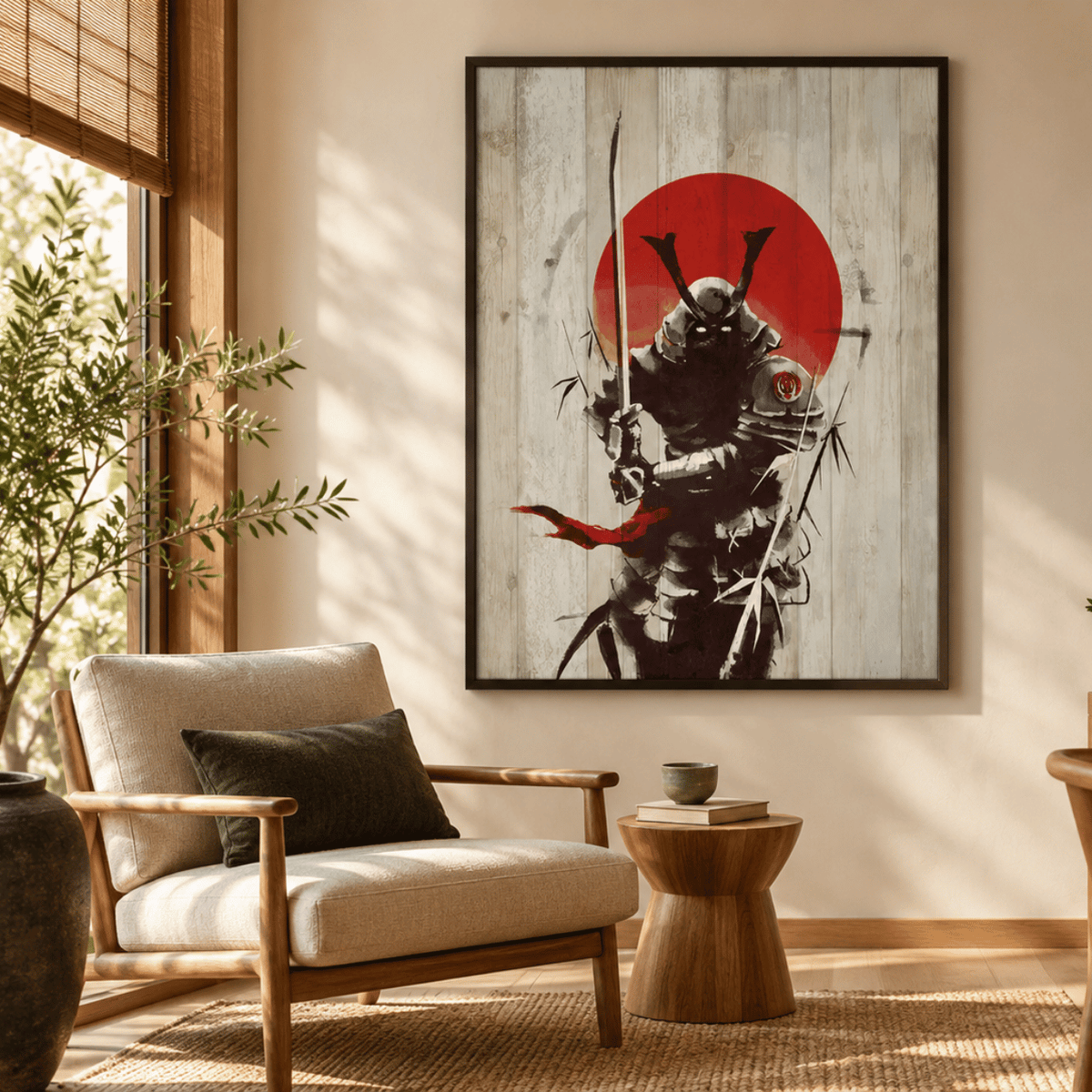 Crimson Sun Samurai Canvas Print