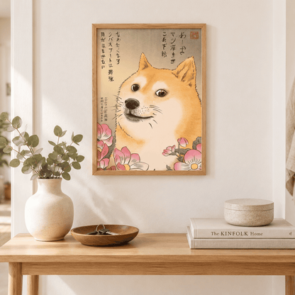 Shiba In Bloom Japanese Canvas Print