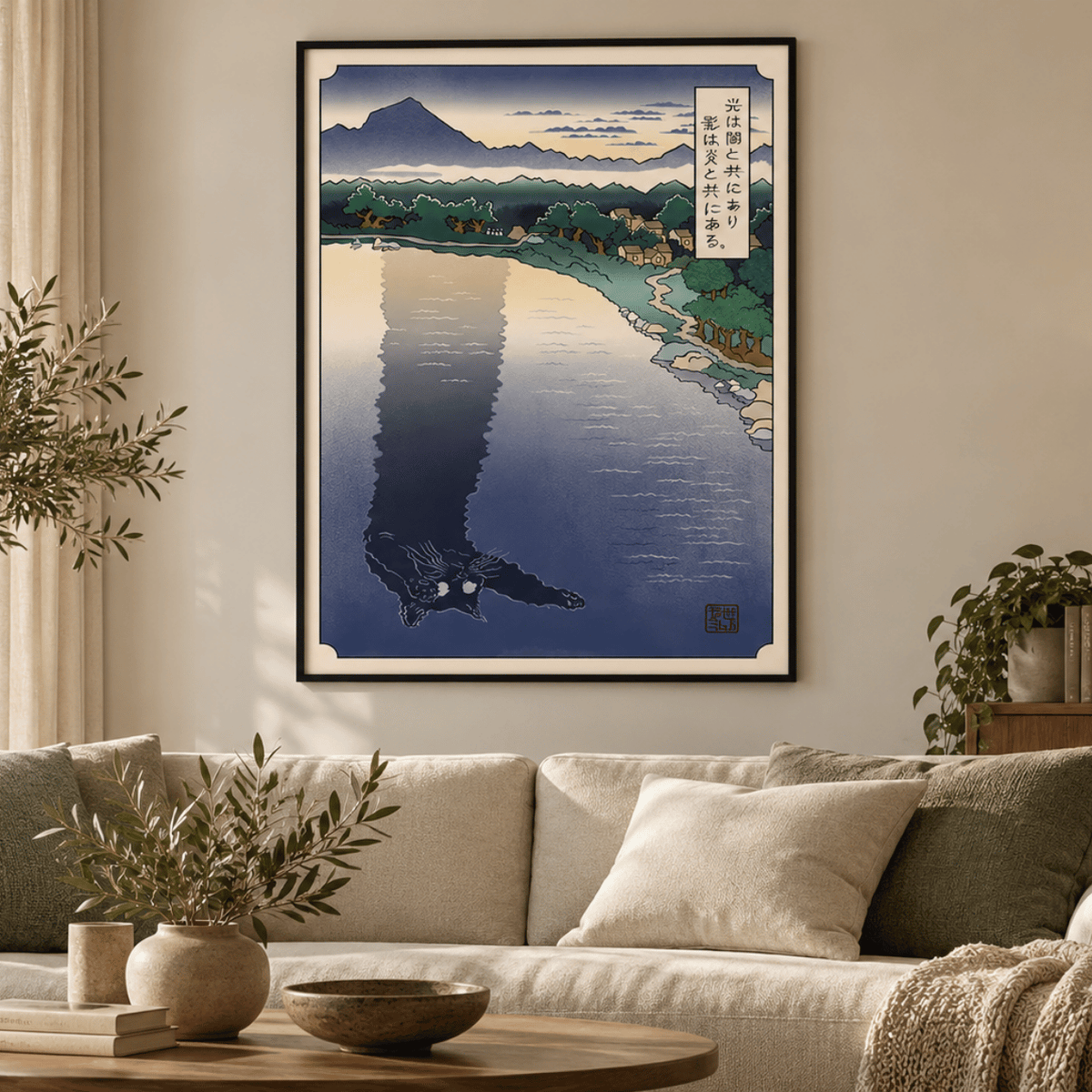 Shadow Beneath The Lake Japanese Canvas Print