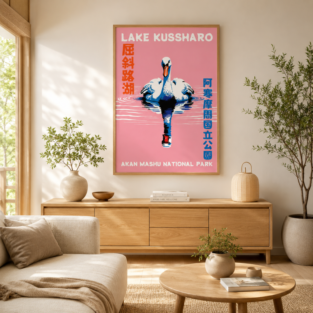 Lake Kussharo Swan Japanese Canvas Print