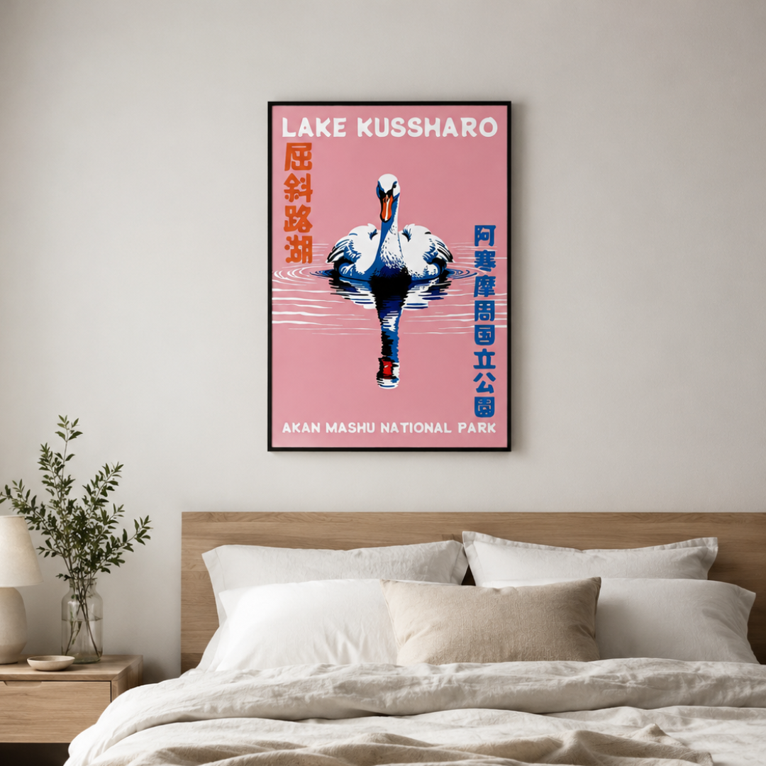 Lake Kussharo Swan Japanese Canvas Print