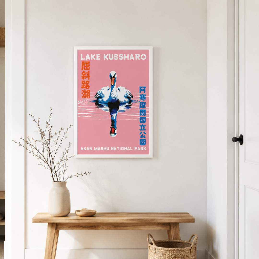 Lake Kussharo Swan Japanese Canvas Print