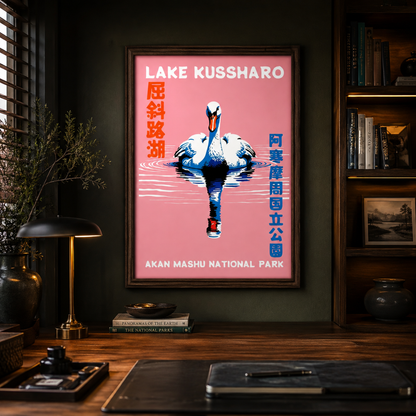 Lake Kussharo Swan Japanese Canvas Print