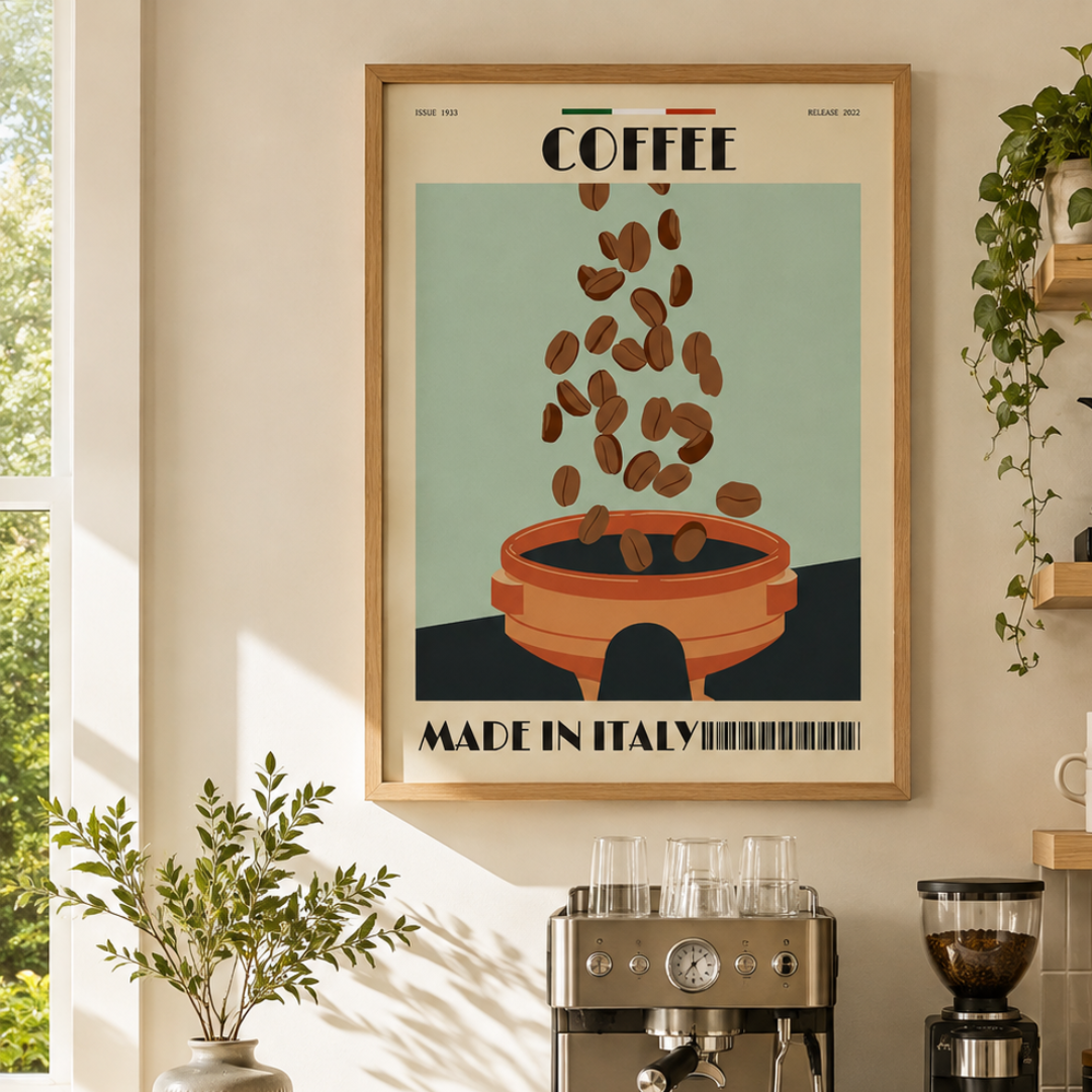 Italian Coffee Beans Retro Canvas Print
