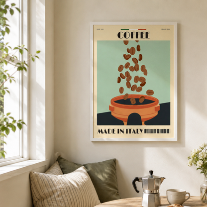 Italian Coffee Beans Retro Canvas Print