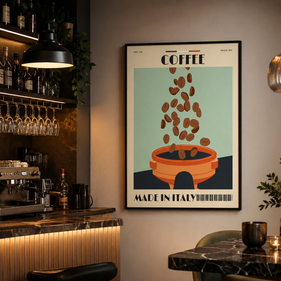 Italian Coffee Beans Retro Canvas Print