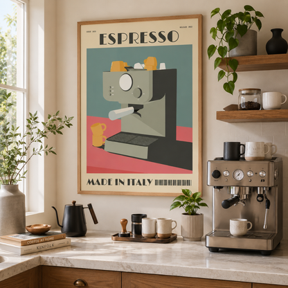 Italian Espresso Machine Retro Canvas Print
