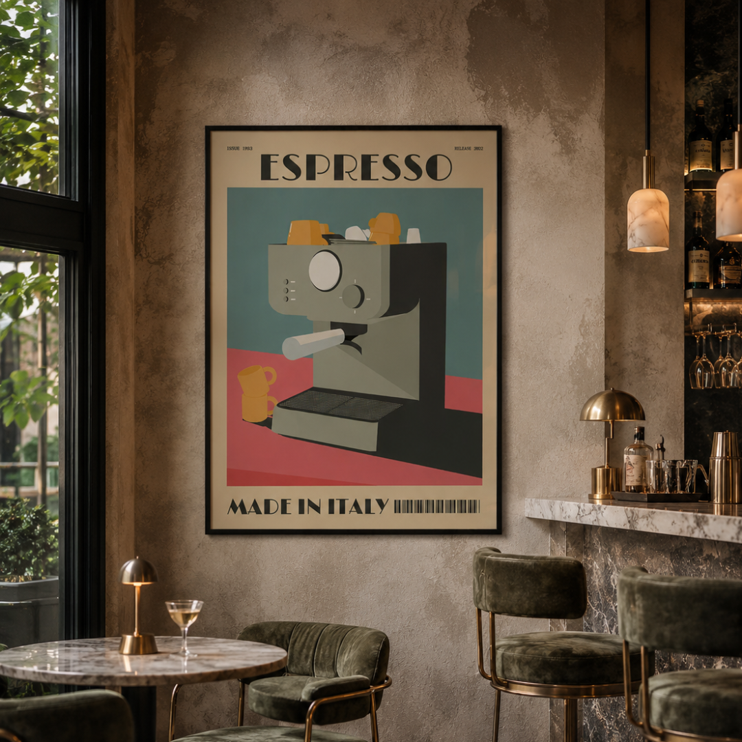 Italian Espresso Machine Retro Canvas Print