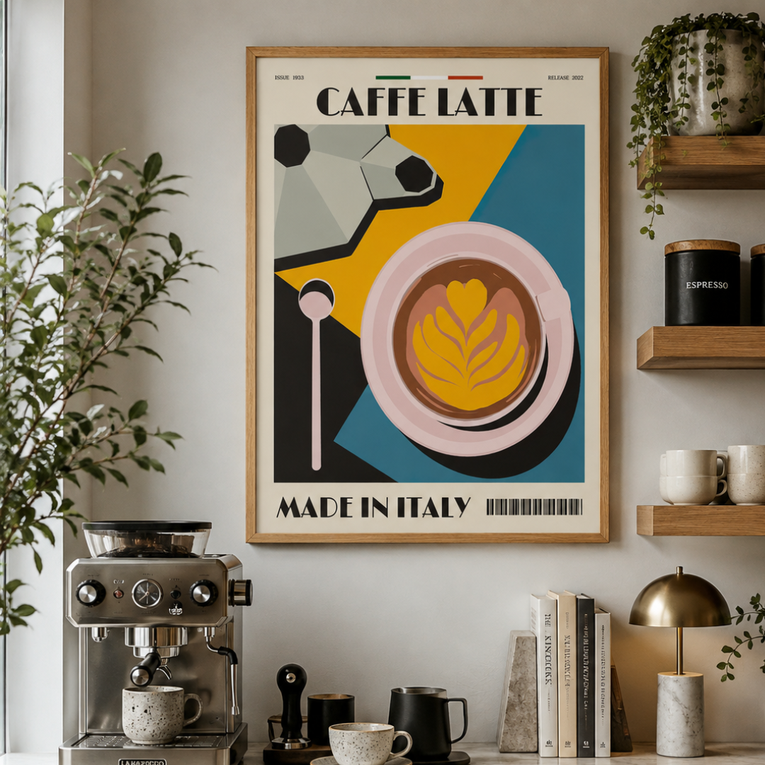 Italian Caffè Latte Retro Canvas Print