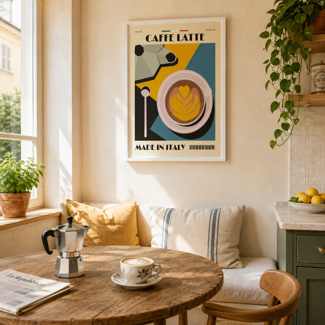 Italian Caffè Latte Retro Canvas Print