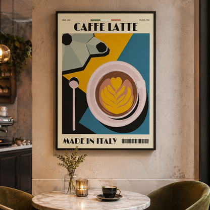 Italian Caffè Latte Retro Canvas Print