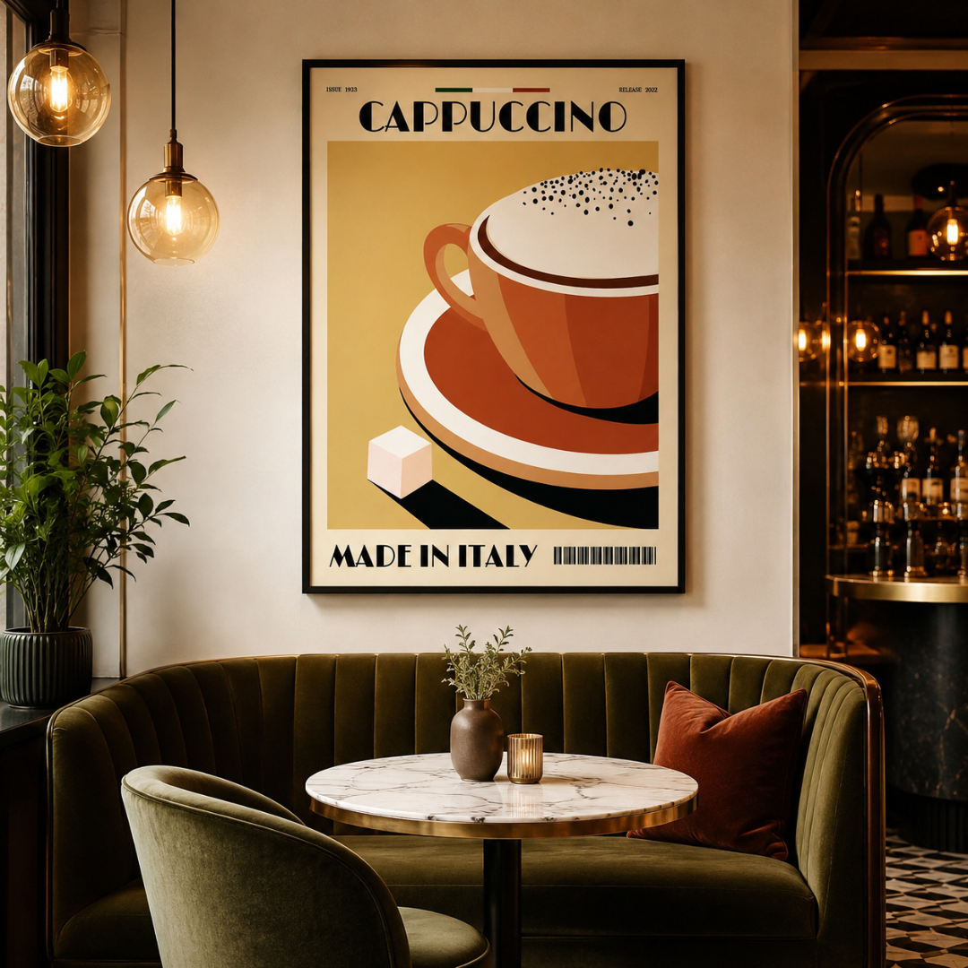 Italian Cappuccino Retro Canvas Print
