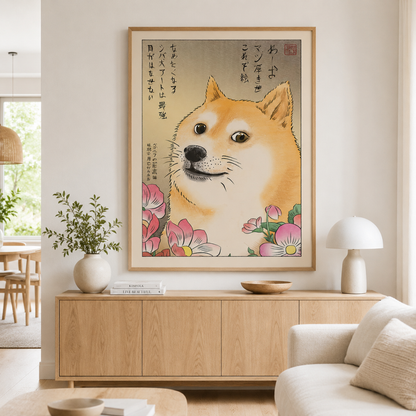 Japanese Shiba Inu Floral Meme Canvas Print