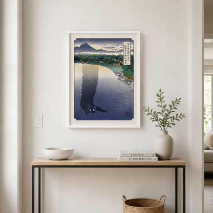 Japanese Cat Reflection Landscape Canvas Print