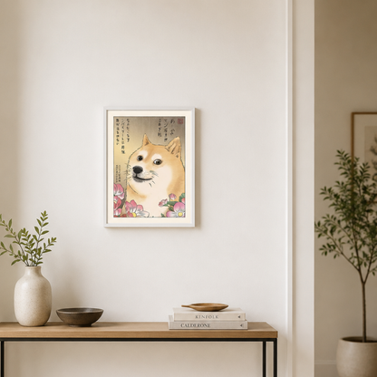 Japanese Shiba Inu Floral Meme Canvas Print