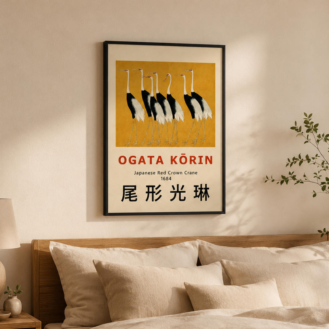 Ogata Kōrin Japanese Red Crown Crane Canvas Print
