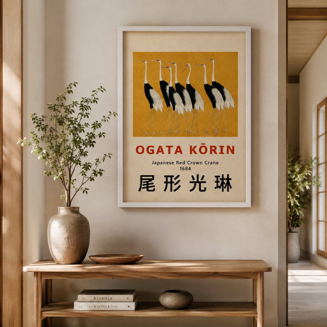 Ogata Kōrin Japanese Red Crown Crane Canvas Print