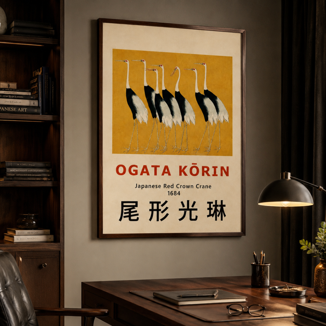 Ogata Kōrin Japanese Red Crown Crane Canvas Print