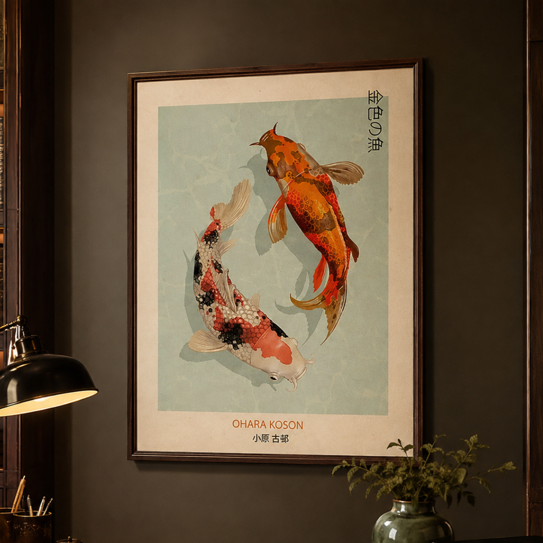 Ohara Koson Golden Koi Fish Canvas Print