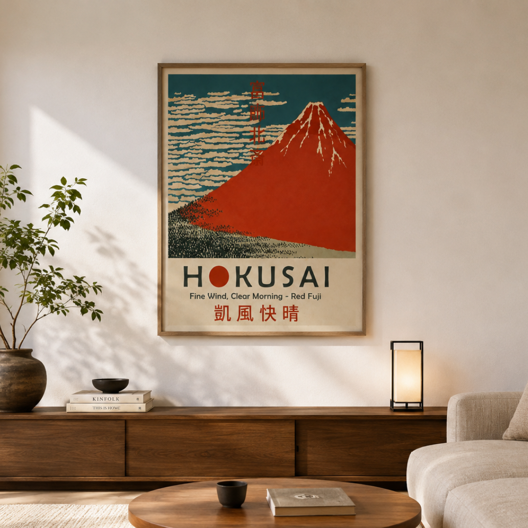 Hokusai Red Fuji Japanese Canvas Print