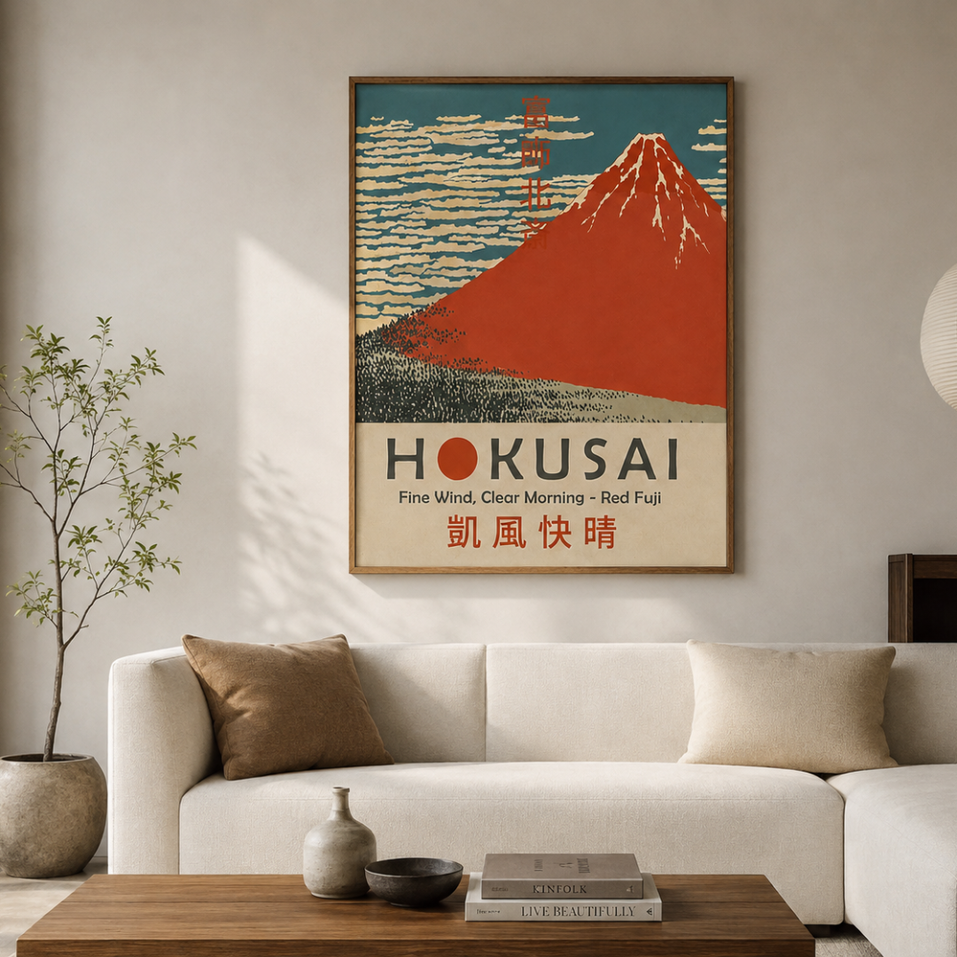 Hokusai Red Fuji Japanese Canvas Print