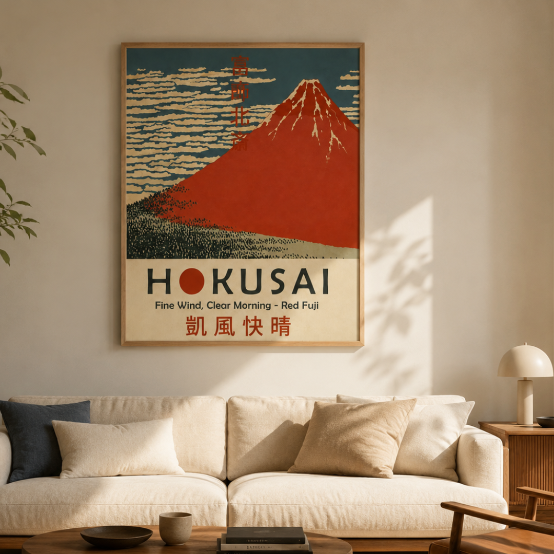 Hokusai Red Fuji Japanese Canvas Print