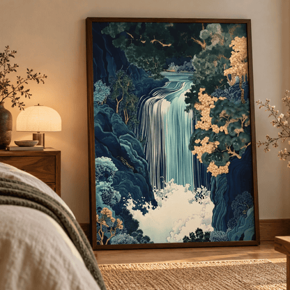 Ivory Blossom Falls Japanese Landscape Canvas Print
