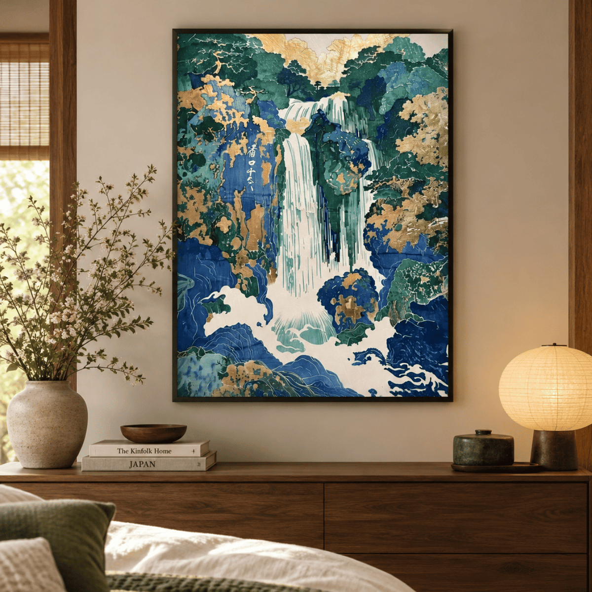 Gilded Falls Japanese Canvas Print