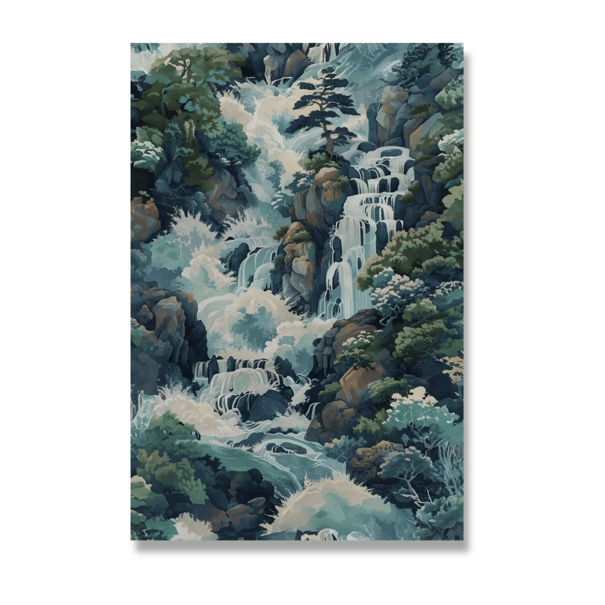 Emerald Torrent Japanese Canvas Print