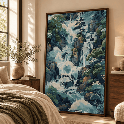 Emerald Torrent Japanese Canvas Print