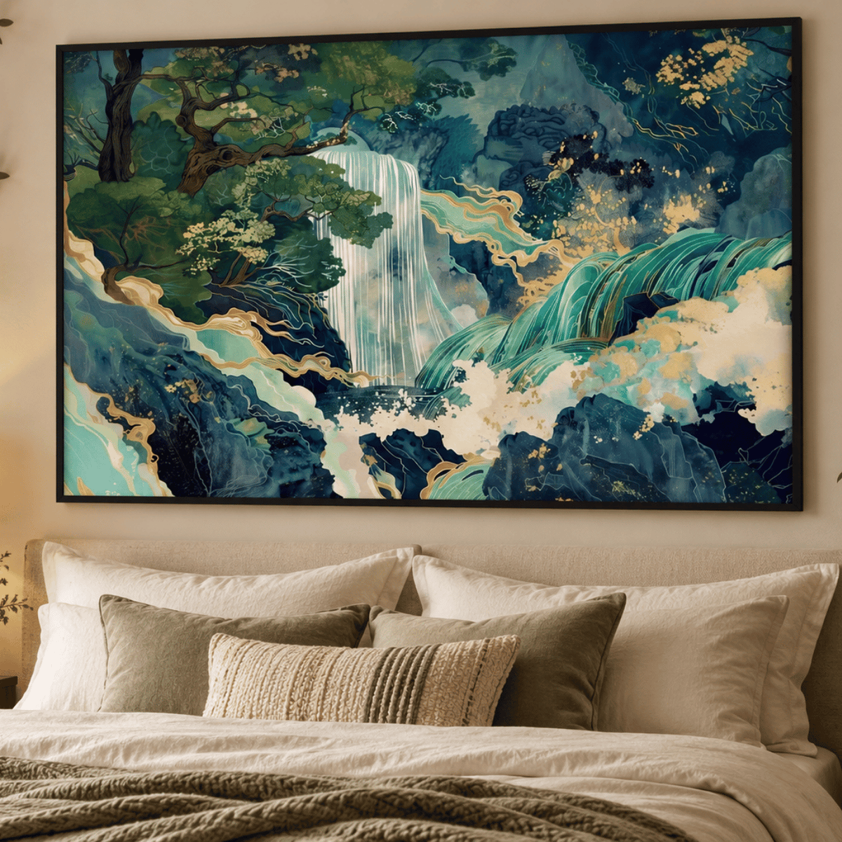 Jade Rapids Japanese Canvas Print