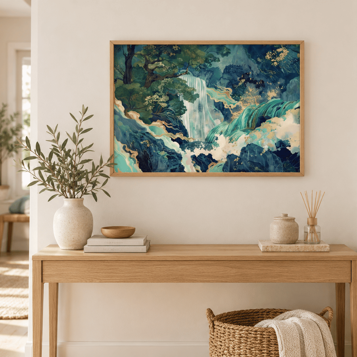 Jade Rapids Japanese Canvas Print