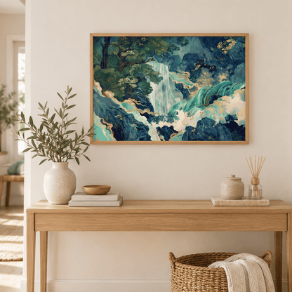 Jade Rapids Japanese Canvas Print