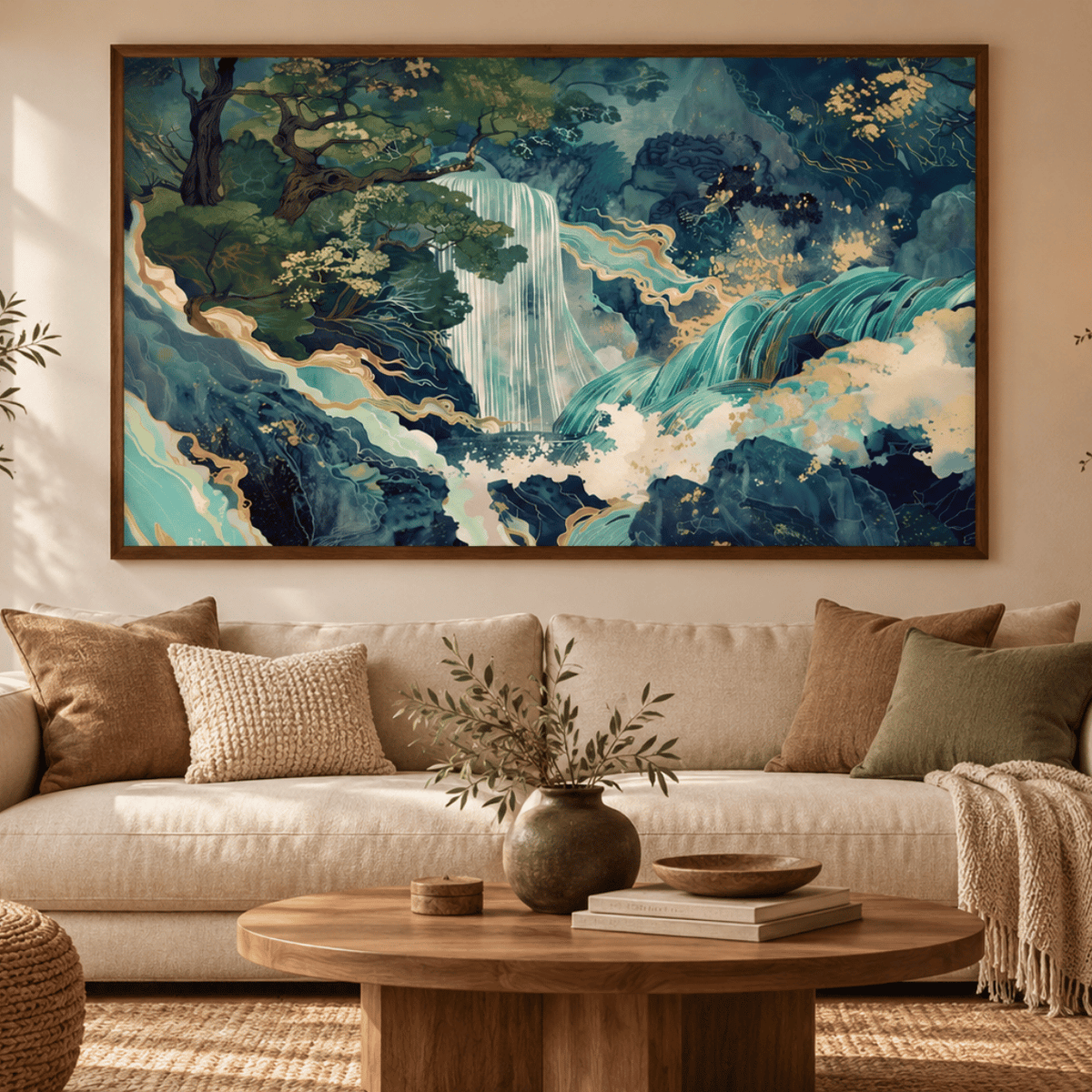 Jade Rapids Japanese Canvas Print
