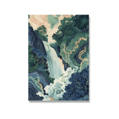 Emerald Veil Japanese Waterfall Canvas Print