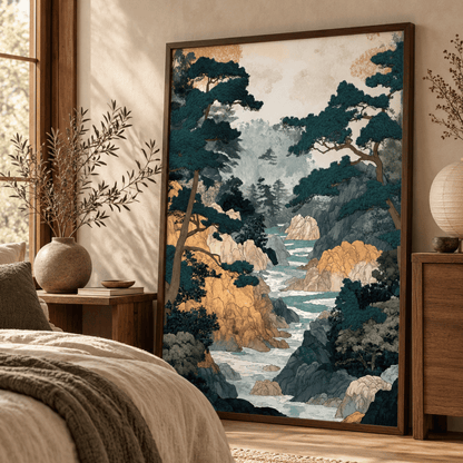 Pine Gorge Japanese River Canvas Print