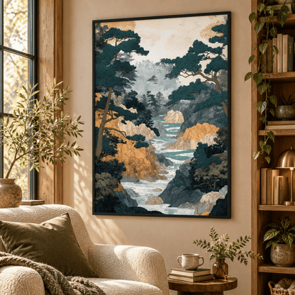 Pine Gorge Japanese River Canvas Print