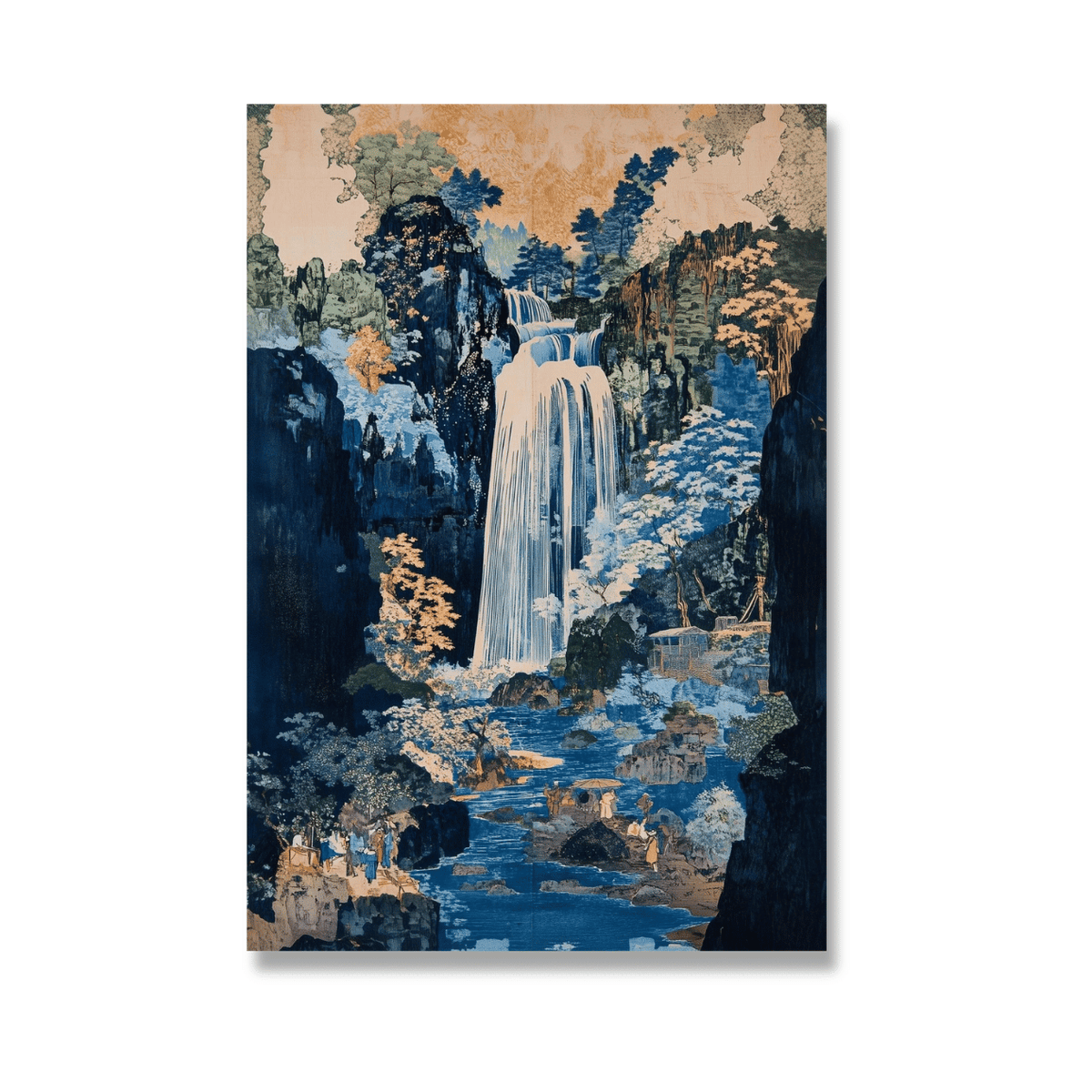 Blue Sanctuary Japanese Waterfall Canvas Print
