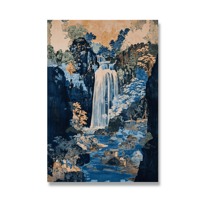 Blue Sanctuary Japanese Waterfall Canvas Print