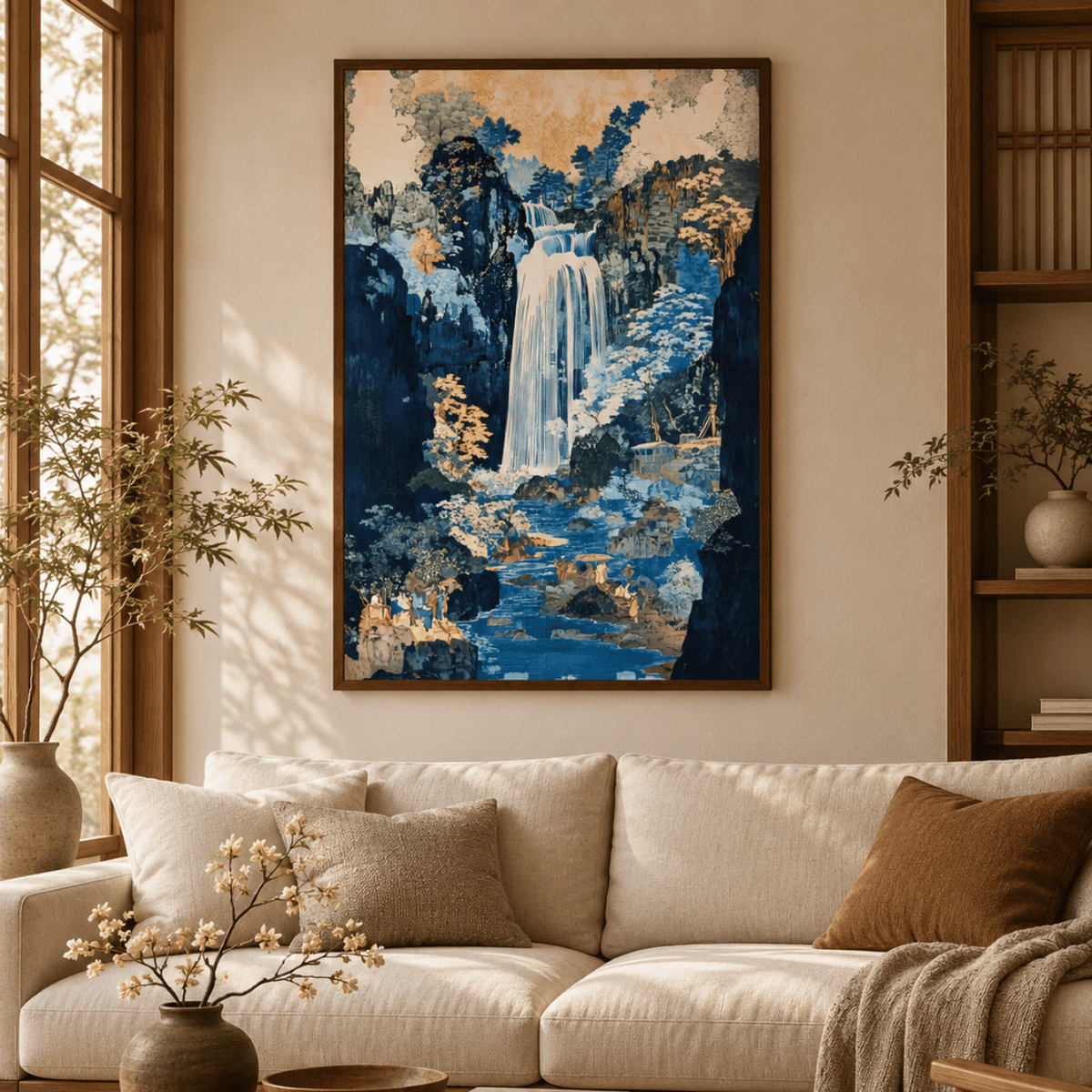 Blue Sanctuary Japanese Waterfall Canvas Print