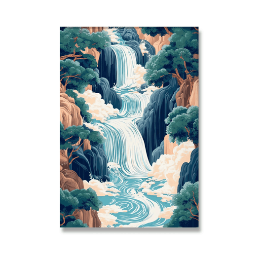 Azure Staircase Japanese Waterfall Canvas Print