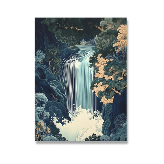 Ivory Blossom Falls Japanese Landscape Canvas Print