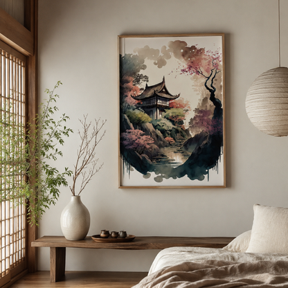 Blossom Pagoda Retreat Canvas Print