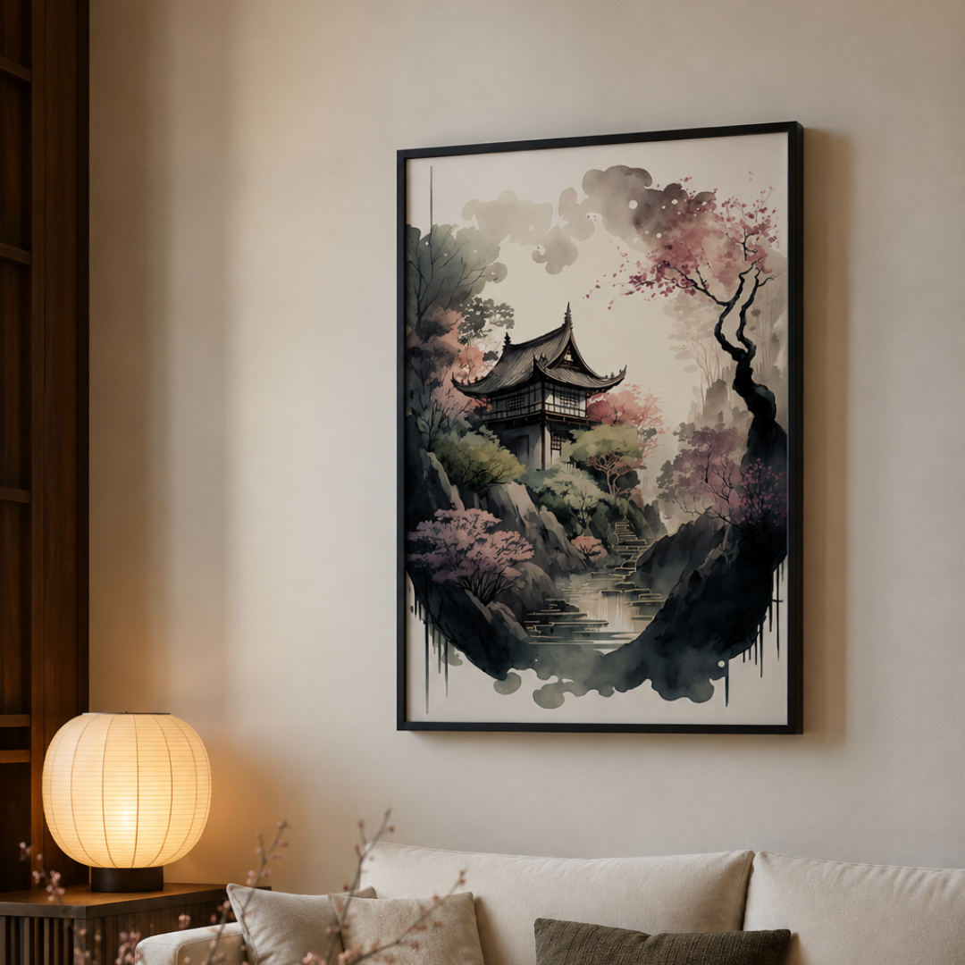 Blossom Pagoda Retreat Canvas Print