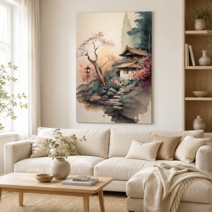 Blossom Path Temple Canvas Print