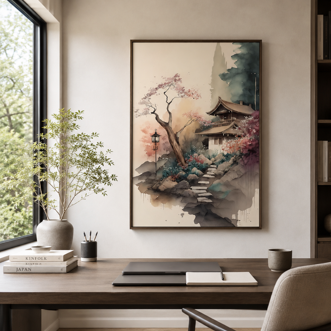 Blossom Path Temple Canvas Print