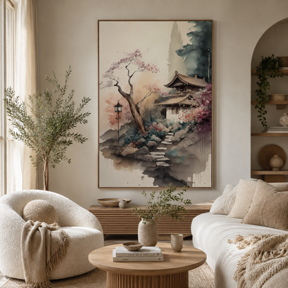 Blossom Path Temple Canvas Print