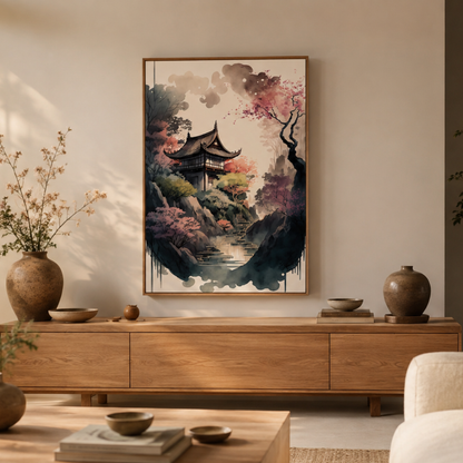 Blossom Pagoda Retreat Canvas Print
