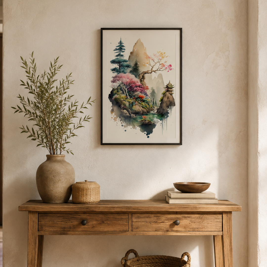 Blossom Peaks Temple Canvas Print